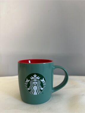 Starbucks Green Exterior with Red Interior Logo Mug